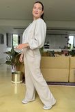 Made in Italy Beluga Soft Crop Bomber Jacket Stone